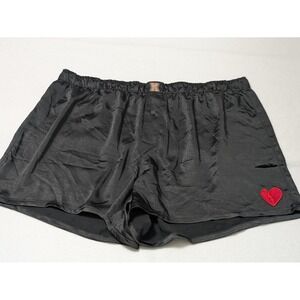 Savage X Fenty Luv Language Black Heart Gender Neutral Satin Boxer Shorts XXL